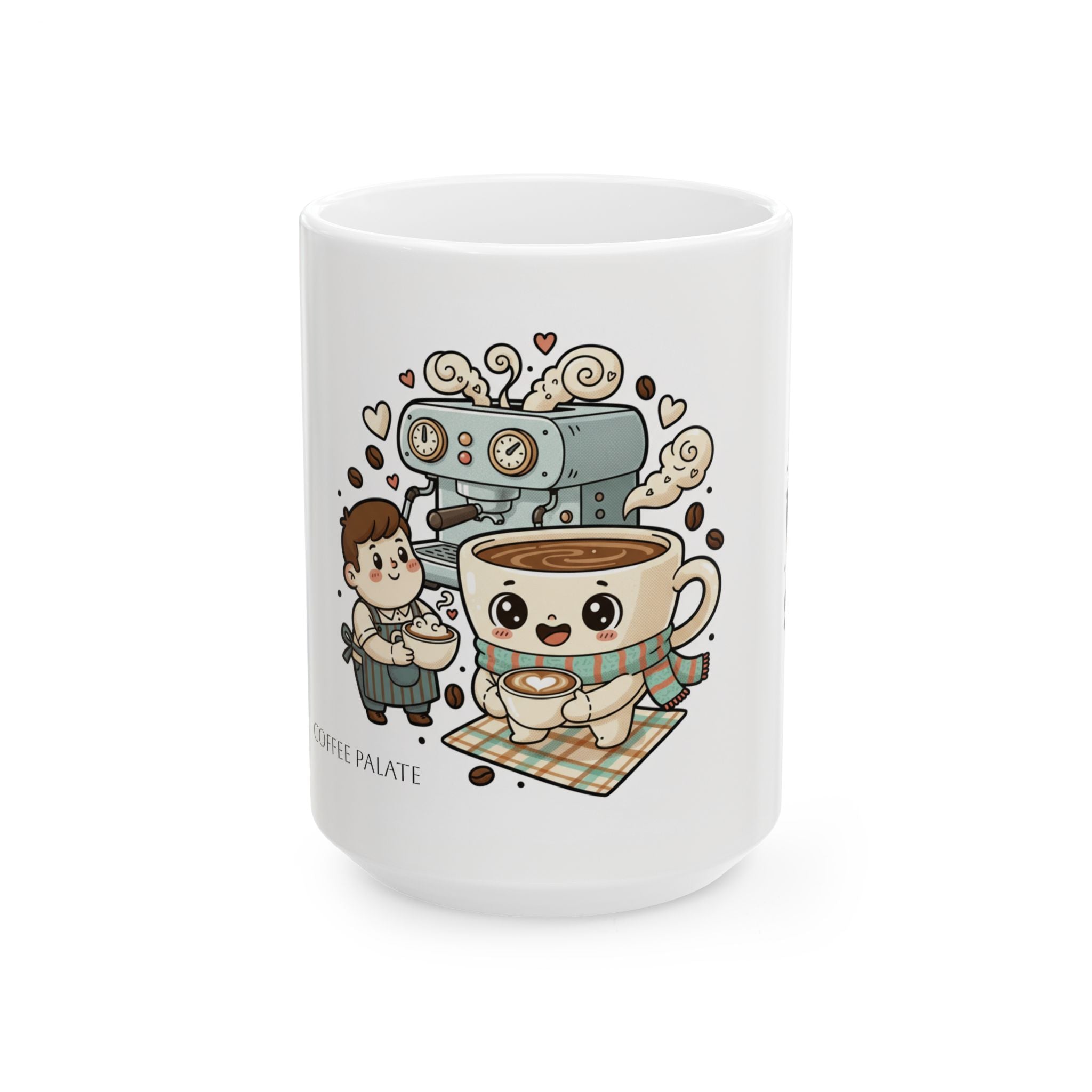 Cute Coffee Mug - "Coffee Palate" Kawaii Espresso Cup Gift (11oz/15oz)