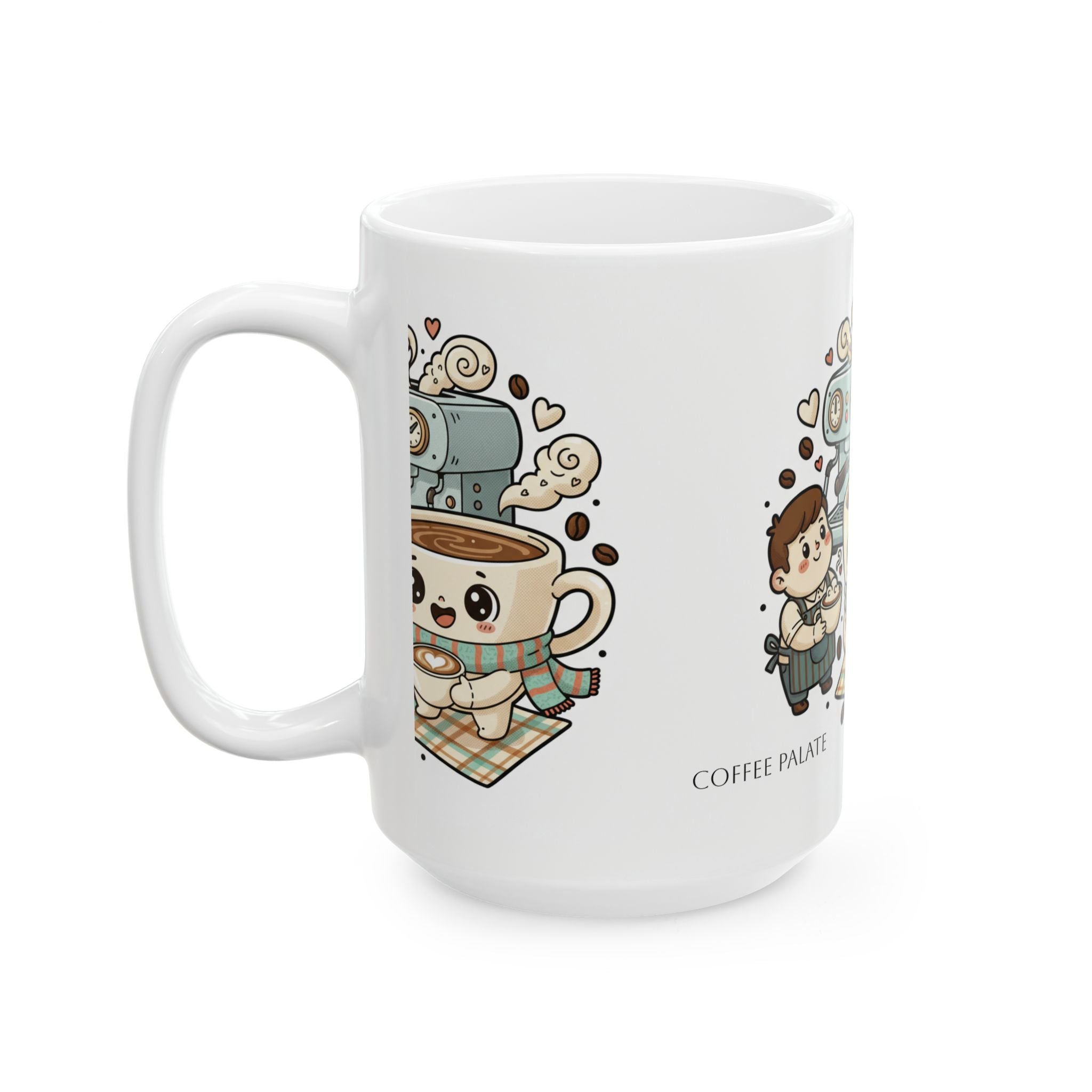 Cute Coffee Mug - "Coffee Palate" Kawaii Espresso Cup Gift (11oz/15oz)